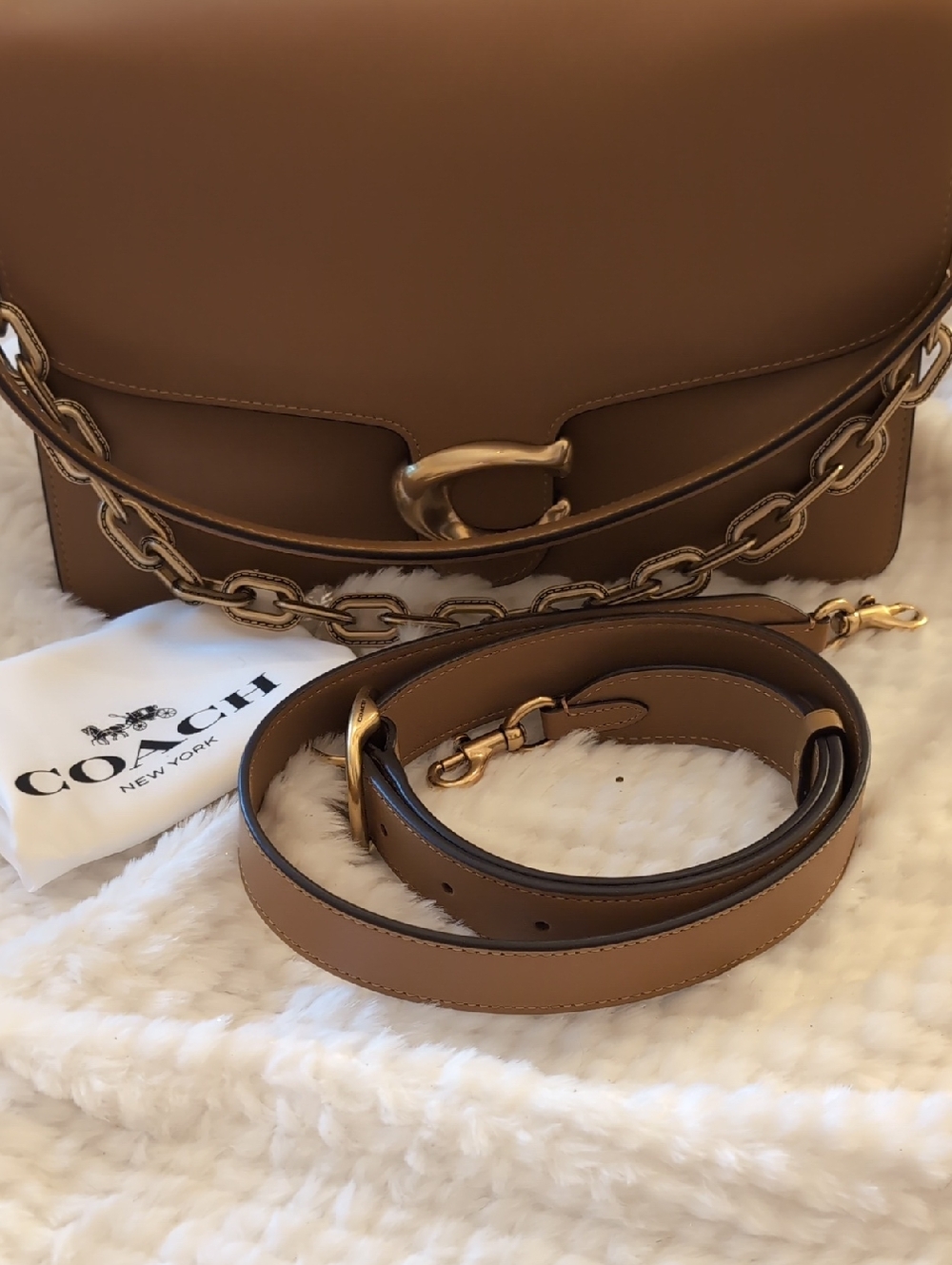 NWT. Coach Chain Tabby Shoulder Bag 30 Honey Brown - Picture 4 of 14